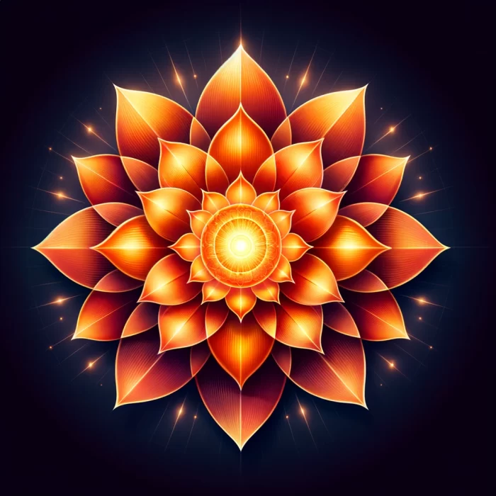 DALL·E 2024-03-05 19.05.35 - Design a photorealistic image of the Sacral Chakra in the same style as the provided template, characterized by a radiant orange lotus with six wide p