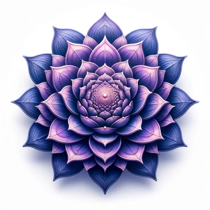 DALL·E 2024-03-05 19.05.56 - Design a photorealistic image of the Crown Chakra, depicted by a thousand-petaled lotus in a violet color, symbolizing spiritual connection and enligh